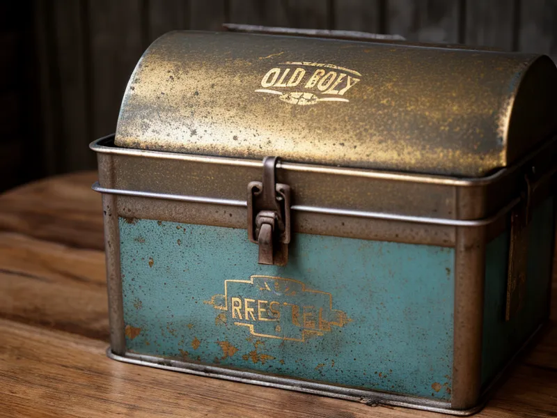 An old recipe box and a vintage typewriter on a maple kitchen table.