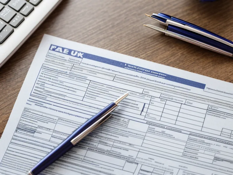 Close-up of a tax extension form and a pen on a wooden table.