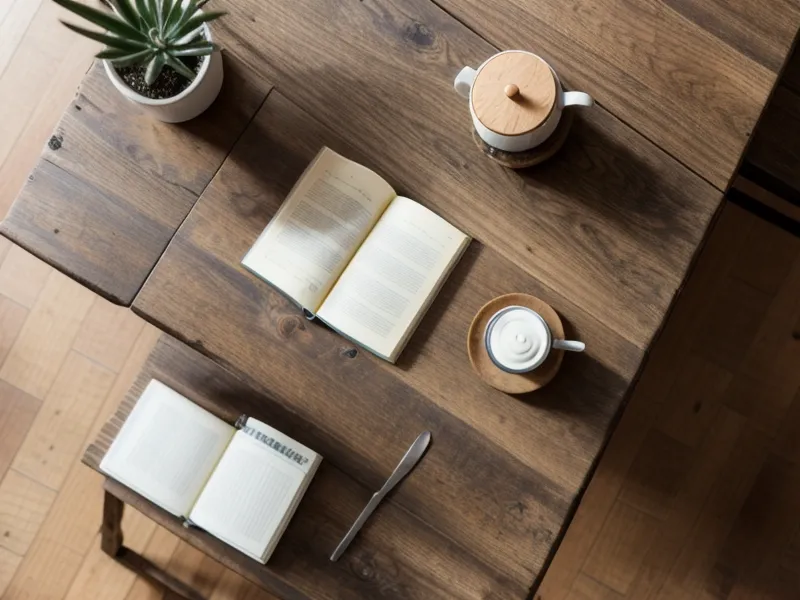 A rental agreement form and a calculator on a maple kitchen table.