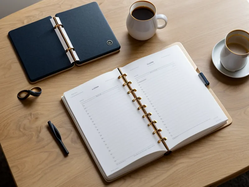 Close-up of a binder labeled Mom Papers and Tax 2023 on a kitchen table.