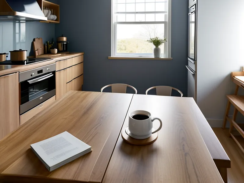 A printed residential lease agreement and a stapler on a kitchen table.