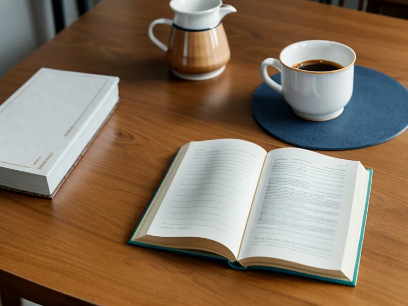 A printed legal document and a pen sitting on a wooden kitchen table